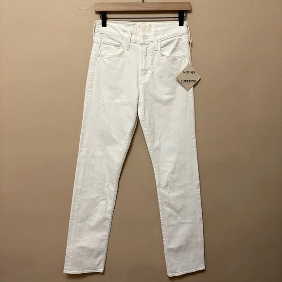 Mother Superior The Smarty Pants Skimp Jeans Totally Innocent White 24 NWT New - Picture 3 of 15